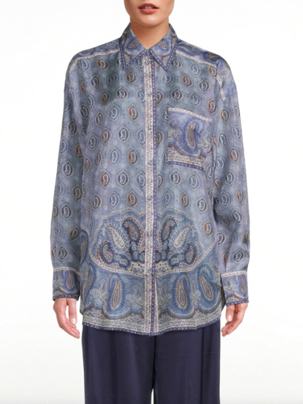 Zimmermann Vitali Silk Shirt in Paisley Print M